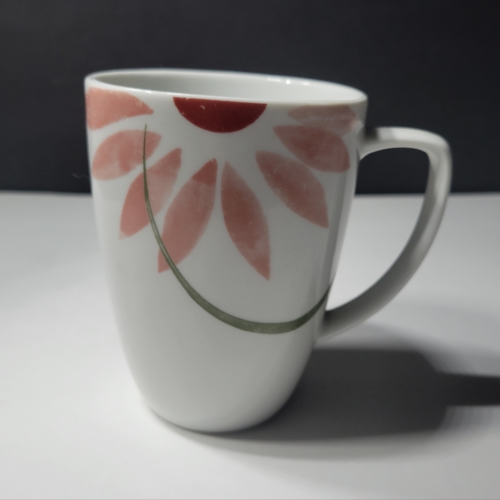 Corelle Coordinates Coffee Mug Tea Cup White with Pretty Pink Flowers Porcelain